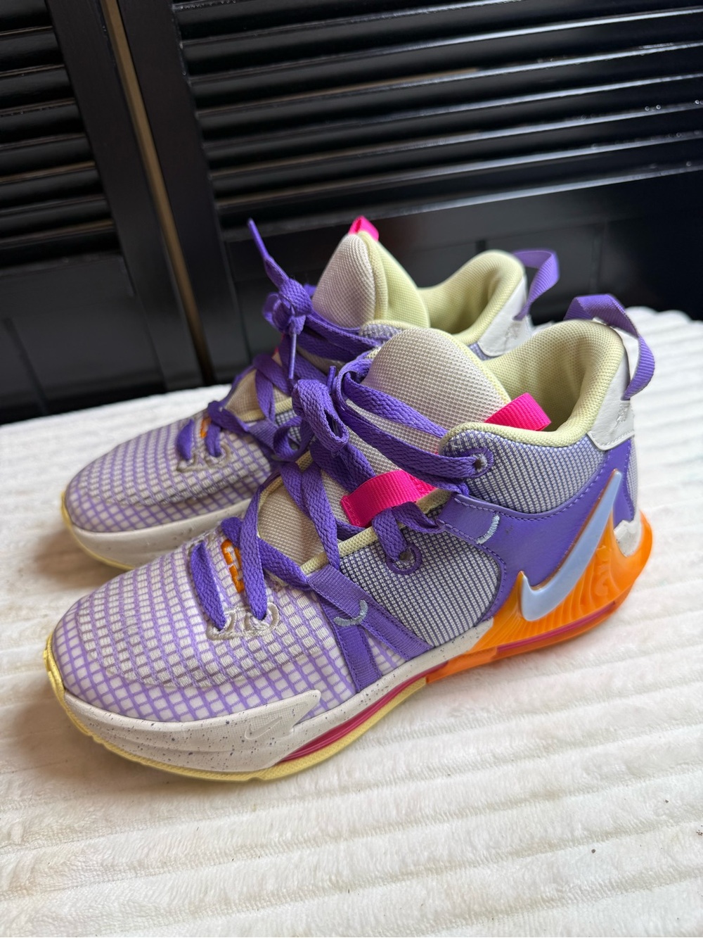 Nike Kids Purple and Pink Grid Sneakers - Picture 5 of 6